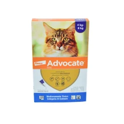Advocate Gatos 4-8 kg elimina pulgas y parásitos internos 3 meses