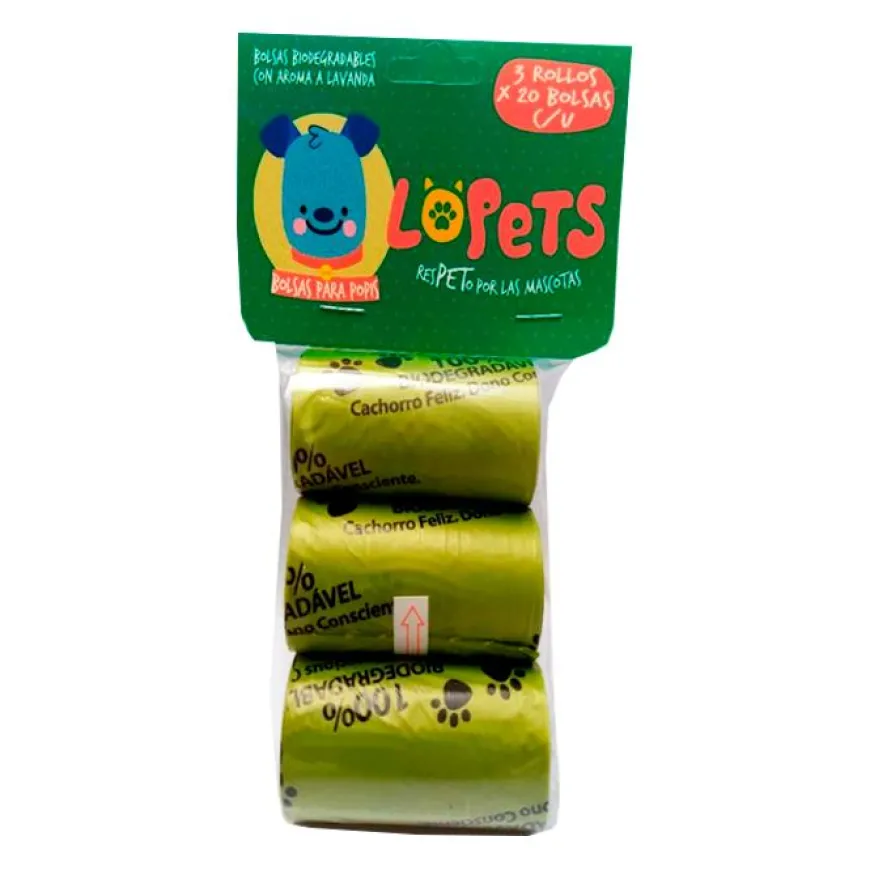Bolsas Biodegradables popó de perros y gatos. Ecológicas y resistentes