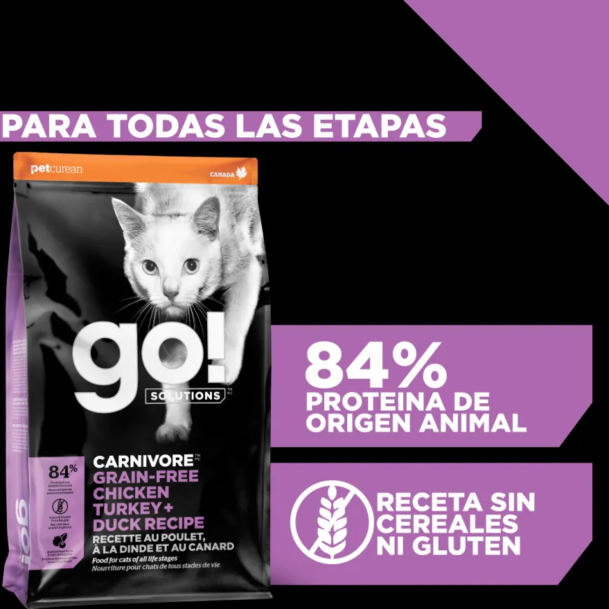 Go! Carnivore Receta De Pollo. Pavo Y Pato Para Gatos 1.4Kg