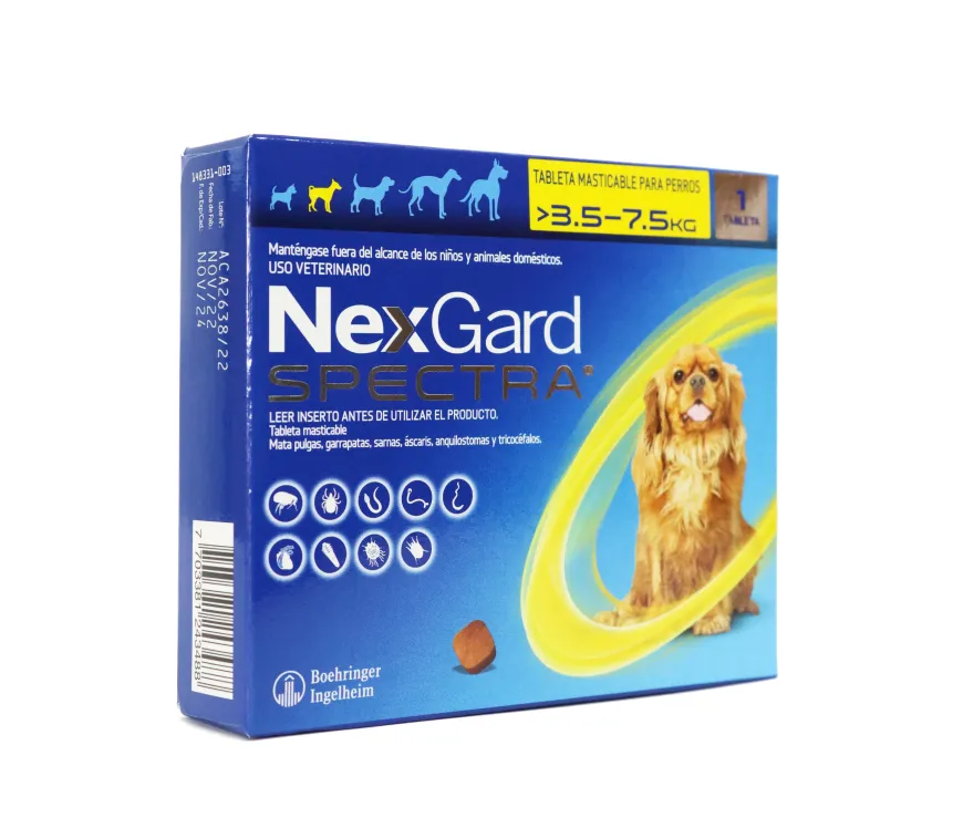 Nexgard Spectra S 3.5-7 Kg Protección contra Pulgas y Parásitos