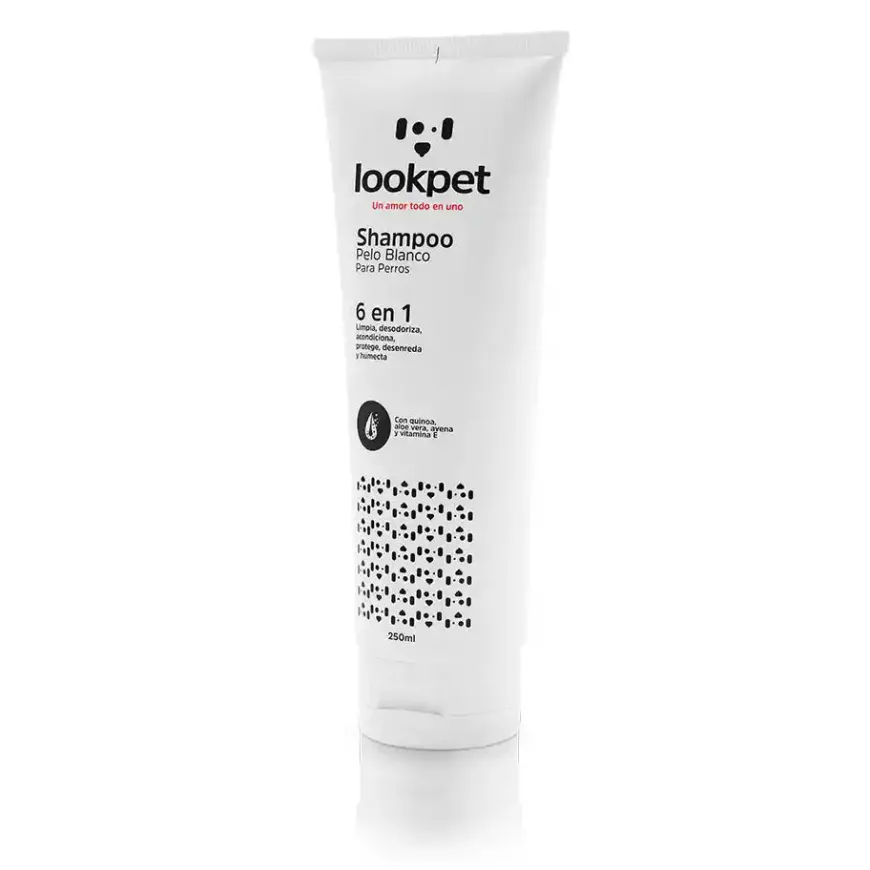 Shampoo 6 en 1 Perros Pelo Blanco Lookpet - Aclara y da brillo